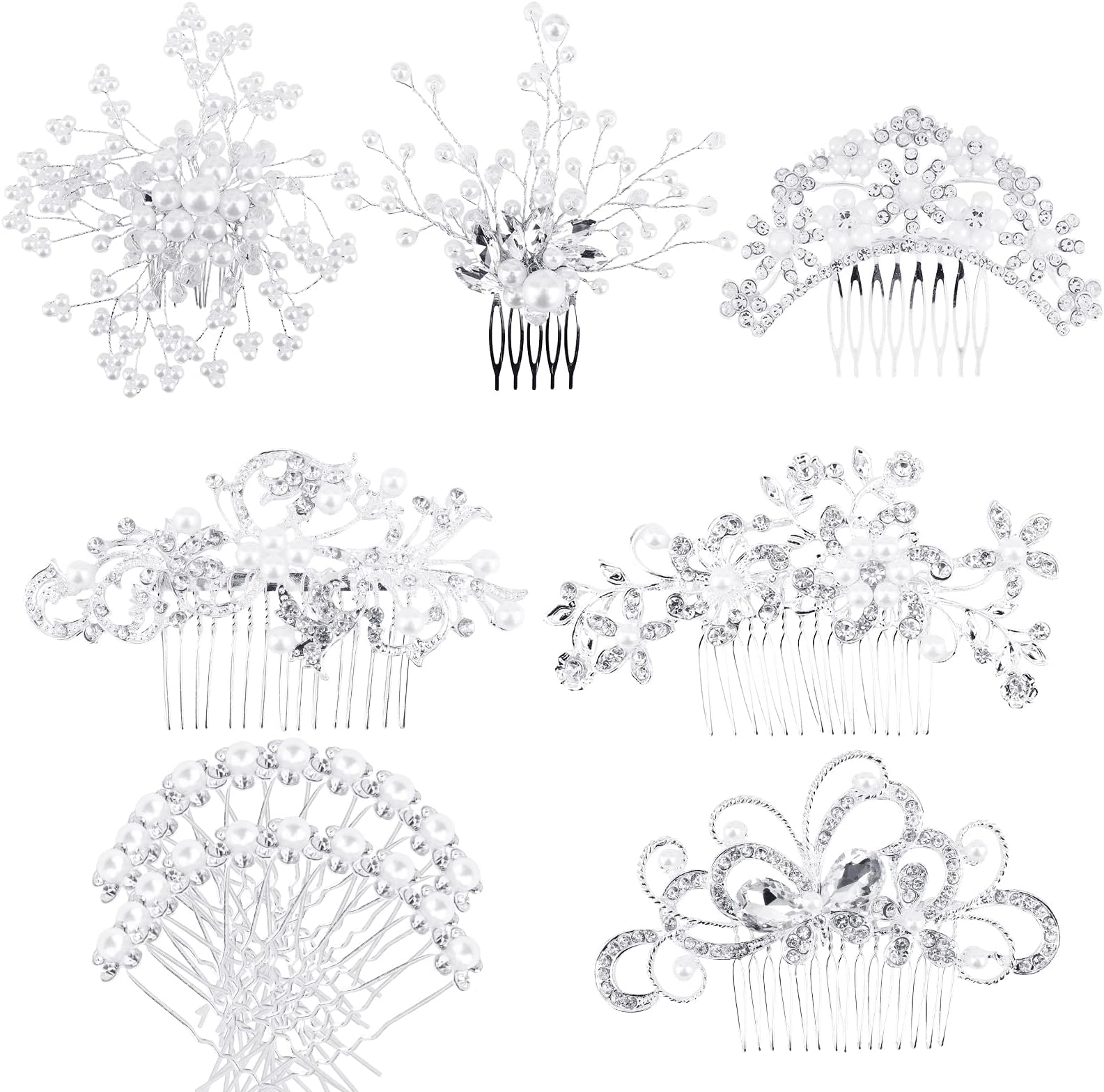 JACIYA Bridal Hair Accessories Wedding Hair Comb Bride Wedding Pearl Hair Pins for Women 26 pcs Bridal Wedding Headpiece for Bridesmaids Wedding Hair Accessories for Brides(Silver)