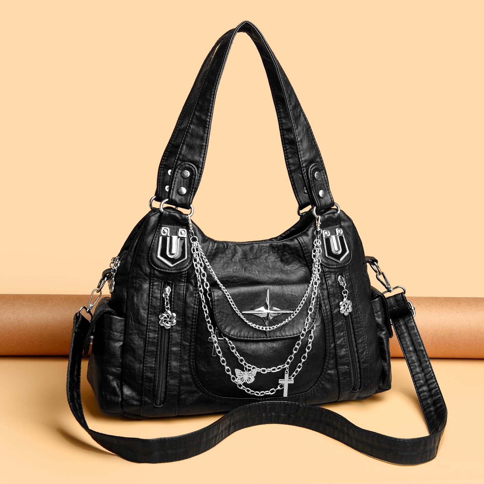 Torby Hobo dla kobiet Wegańska skórzana torba na ramię Y2k Crossbody Hobo Satchel Torebka na ramię z wieloma kieszeniami Torebka z regulowanym paskiem dla pań Praca Zakupy Podróże