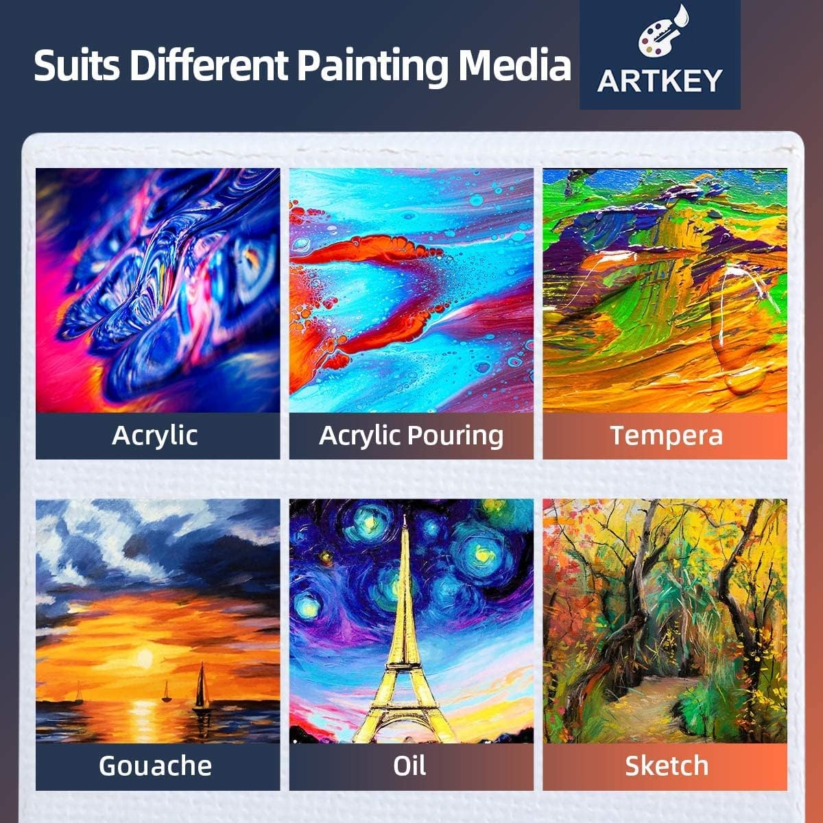 Artkey Mini Canvas, 3x3 inch 24-Pack Small Canvases for Painting, 100% Cotton 2/5 Inch Profile Square Canvas Painting Canvas for Acrylics Oil Watercolor Painting & Signs Crafts