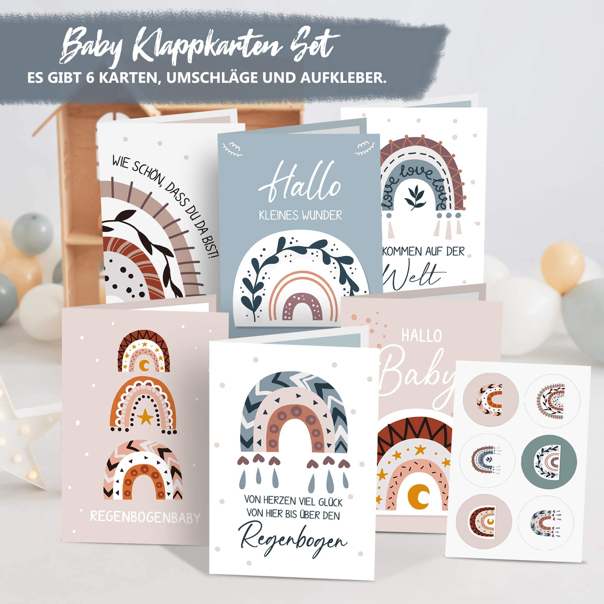 BIROYAL 6 Greeting Cards for Birth, red - Image 2
