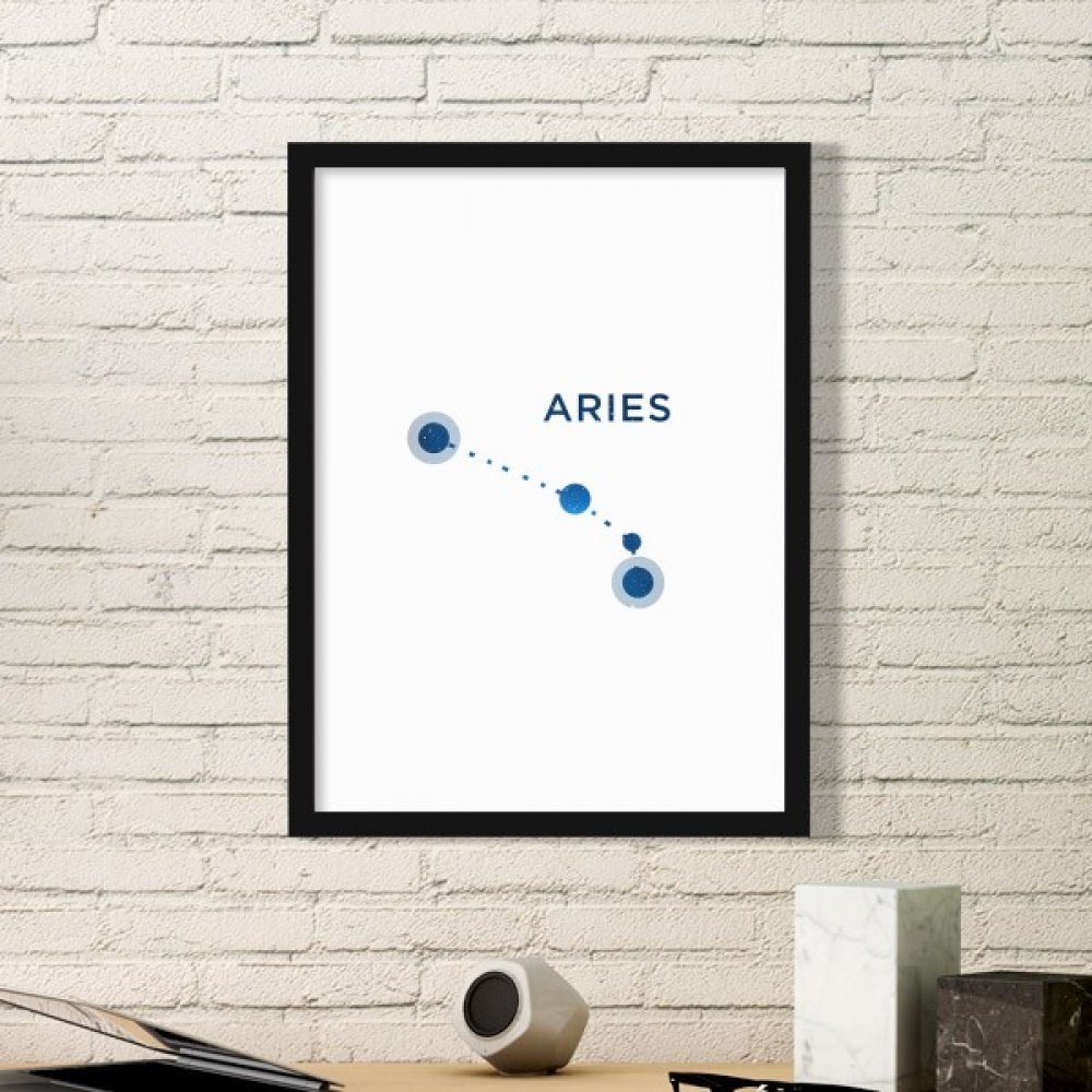 Affiche encadrée Bélier zodiaque pour habiller un mur blanc vide noir