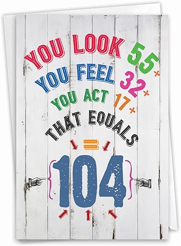 Miniatura 8 de NobleWorks Tarjeta de felicitación de cumpleaños número 104 con sobre de 5 x 7 pulgadas (1 tarjeta) número pastel 104 C10108MBG