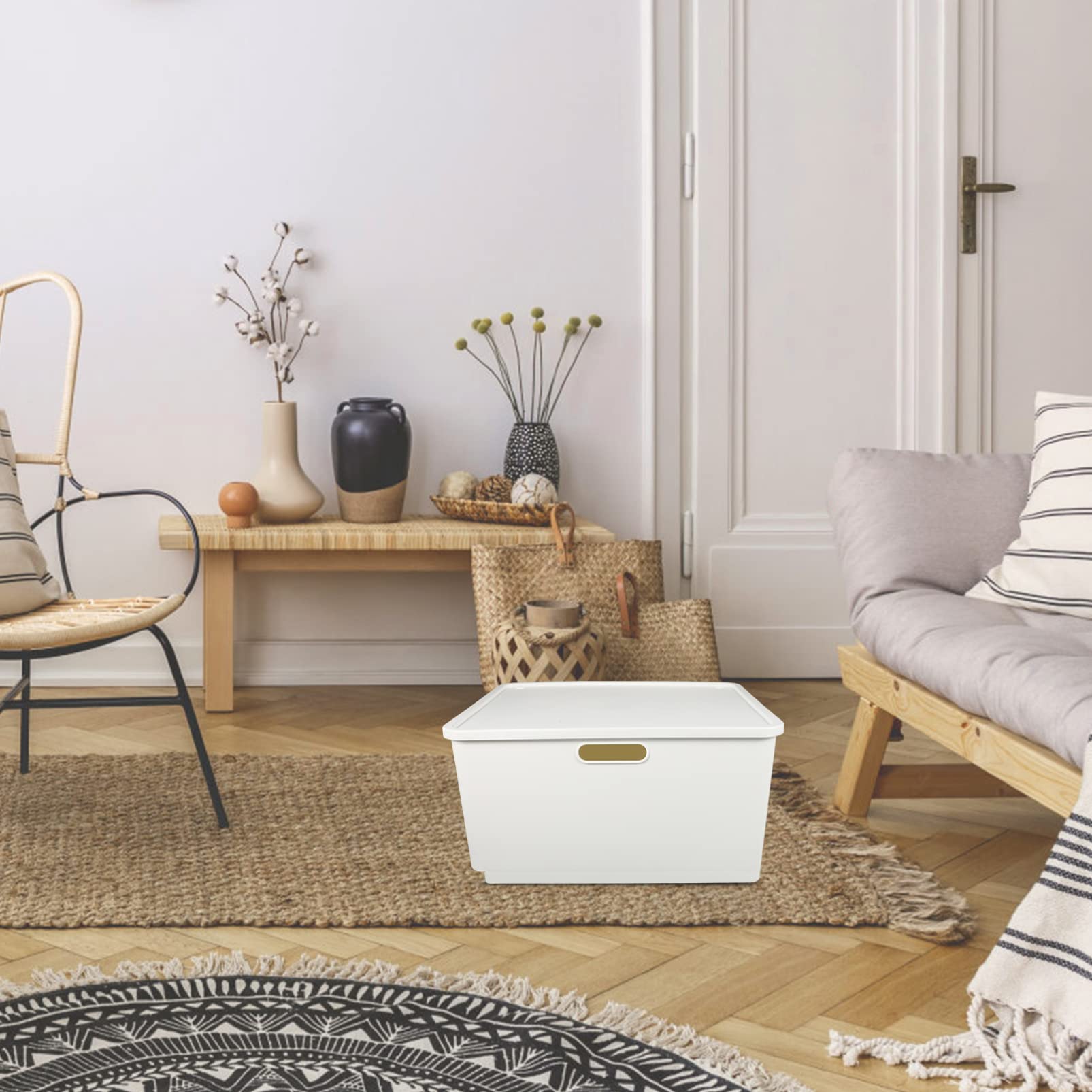 Amosfun Kunststoffbox mit Deckel aus Pp Weiße Aufbewahrungsbox für Haushaltswaren und Kleinteile Schlichtes Design für Ordnung im Zuhause
