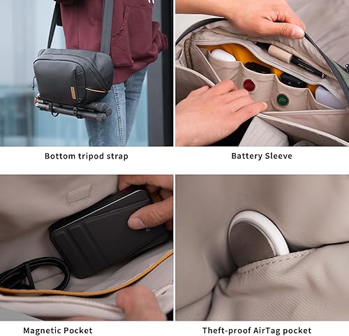 Miniatura 5 de PGYTECH OneGo Solo V2 - Bolsa bandolera para cámara de 4 litros, cangurera cruzada para fotógrafos de viajes urbanos, bolsa pequeña para cámara