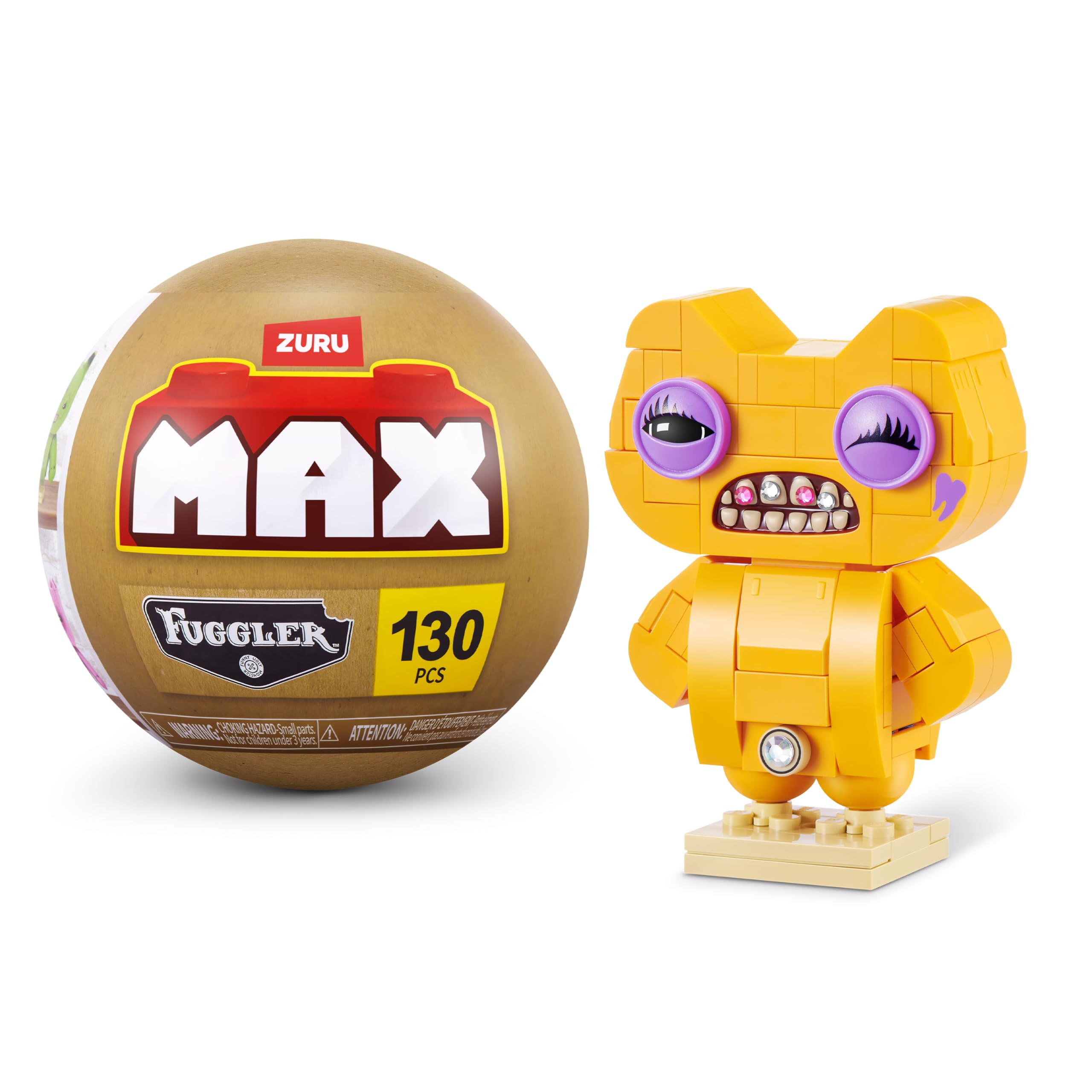 Max Build More Premium Plastic Building Bricks Fuggler Baddies Collection (Munch Munch) by ZURU, Glam Monster Builds in Green, Brown & Pink for Teens, Adults, and Collectors