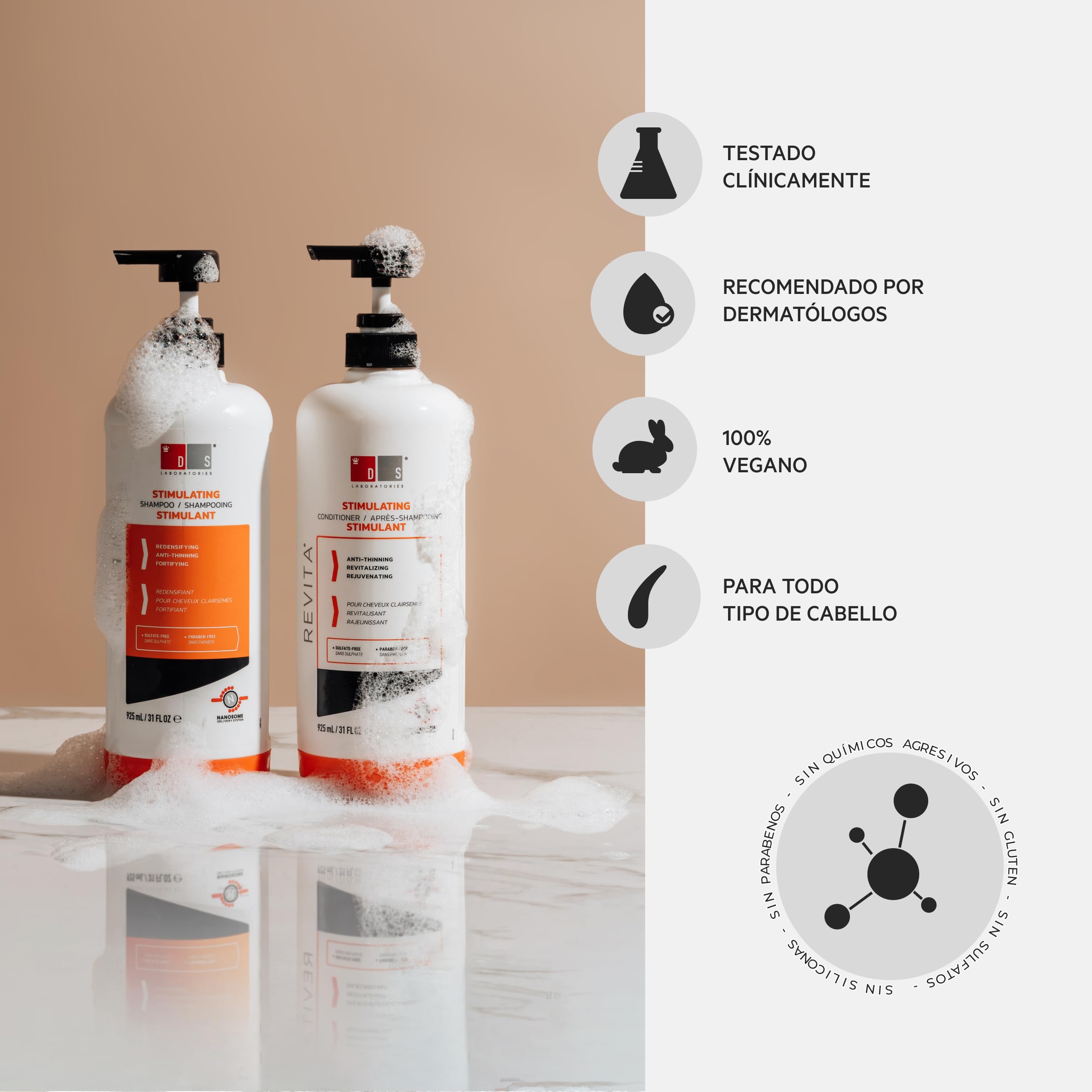 DS Laboratories - Revita odżywka do włosów osłabionych 925 ml, stymuluje wzrost włosów, wspomaga zwiększenie objętości włosów, gęstość i wzmacnia skórę głowy