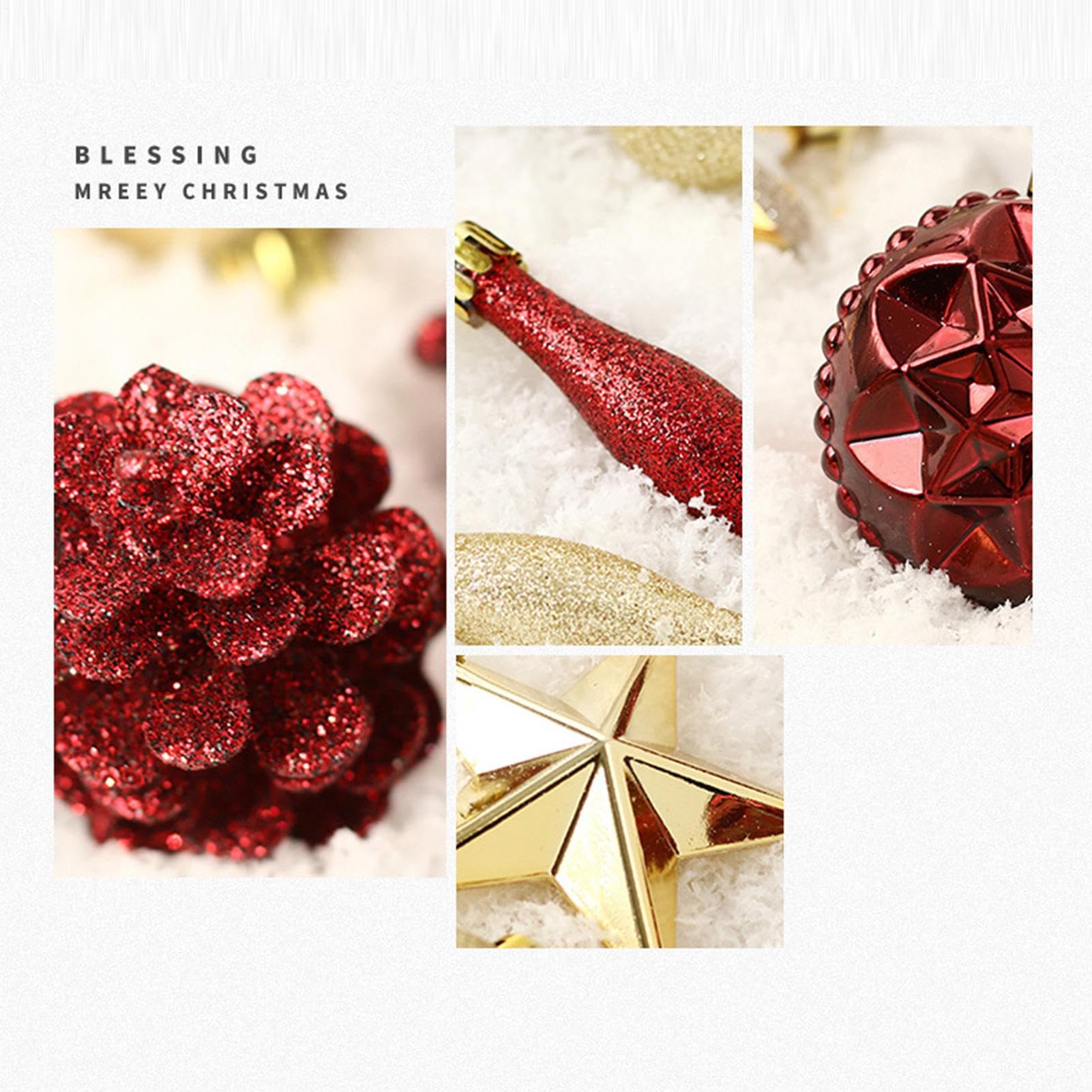 Weihnachtskugel-Ornamente – 70-teilig, bruchsichere Aufsätze | Weihnachtsbaumschmuck-Set | für draußen, Outdoor, Innenbereich, Wohnzimmer, Ferienhaus