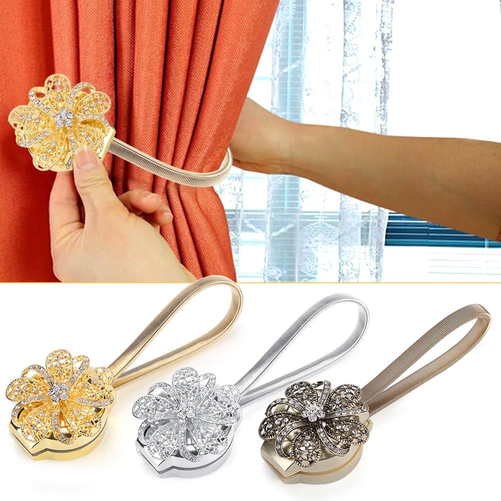 Magnetic Decorative Drapes Holdbacks Curtain Tiebacks Clips, Creative Curtain Attraction Appliance Buckle Tieback, Europe Type(Bronze)