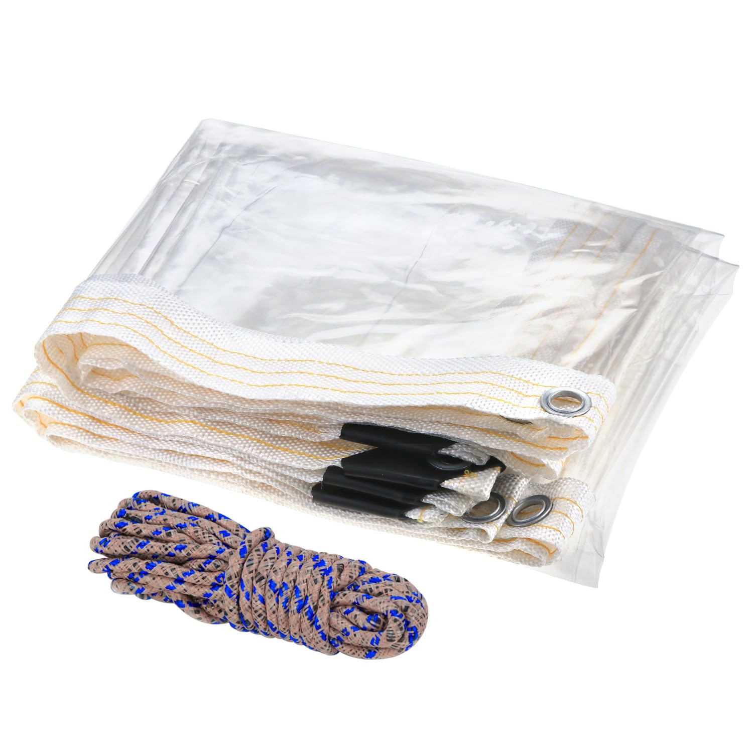 Qwork Transparent Qwork® Clear Heavy Duty Tarpaulin 1X2m, Waterproof & Windproof 365 G/M² Pvc Vinyl Tarp With Reinforced Corners And Aluminium Eyelets