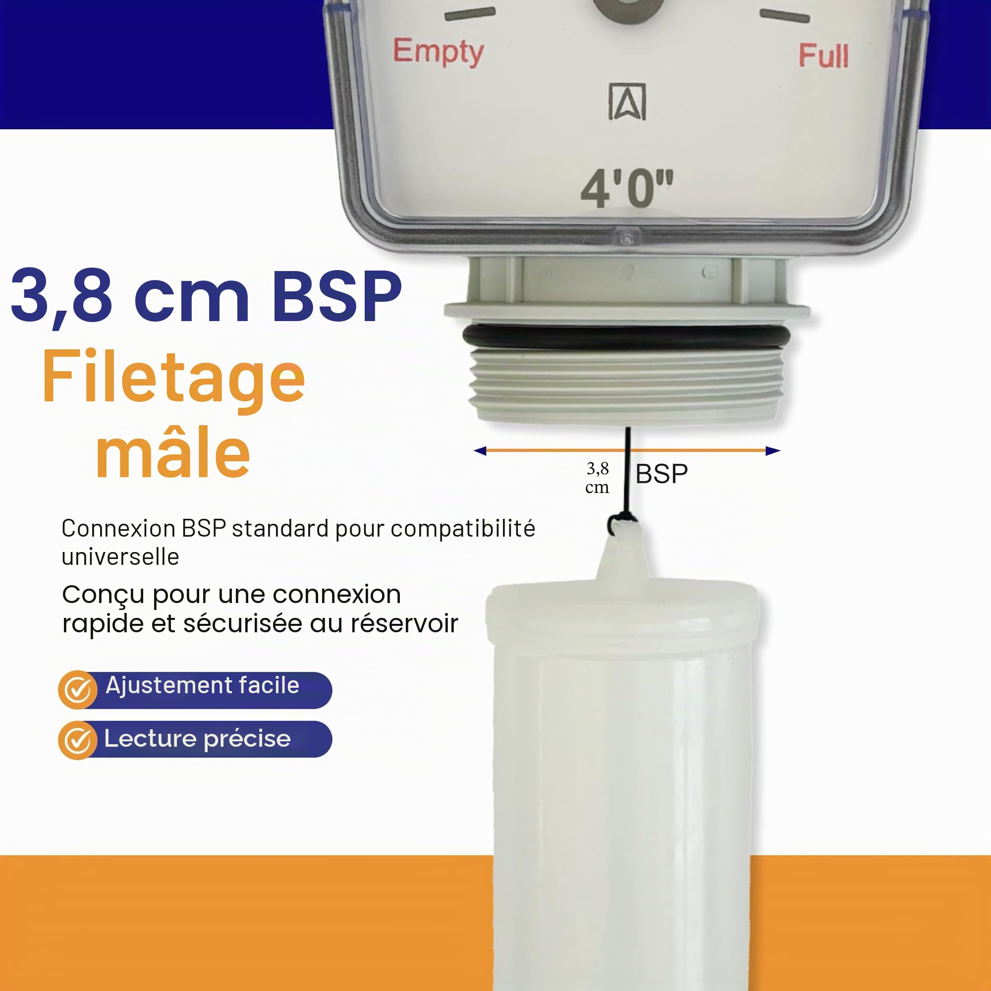 Generic Gauge à flotteur pour réservoirs d'huile/carburant/chauffage/eau [1,2 m]