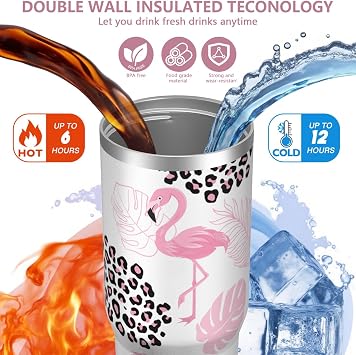 30oz Insulated Leopard Tumbler with Handle,Featuring a Leak-proof 2-in-1 Lid and Straw,a Vacuum-insulated Travel Coffee Mug,Portable Stainless Steel Water Bottle,Suitable for Both Women and Men