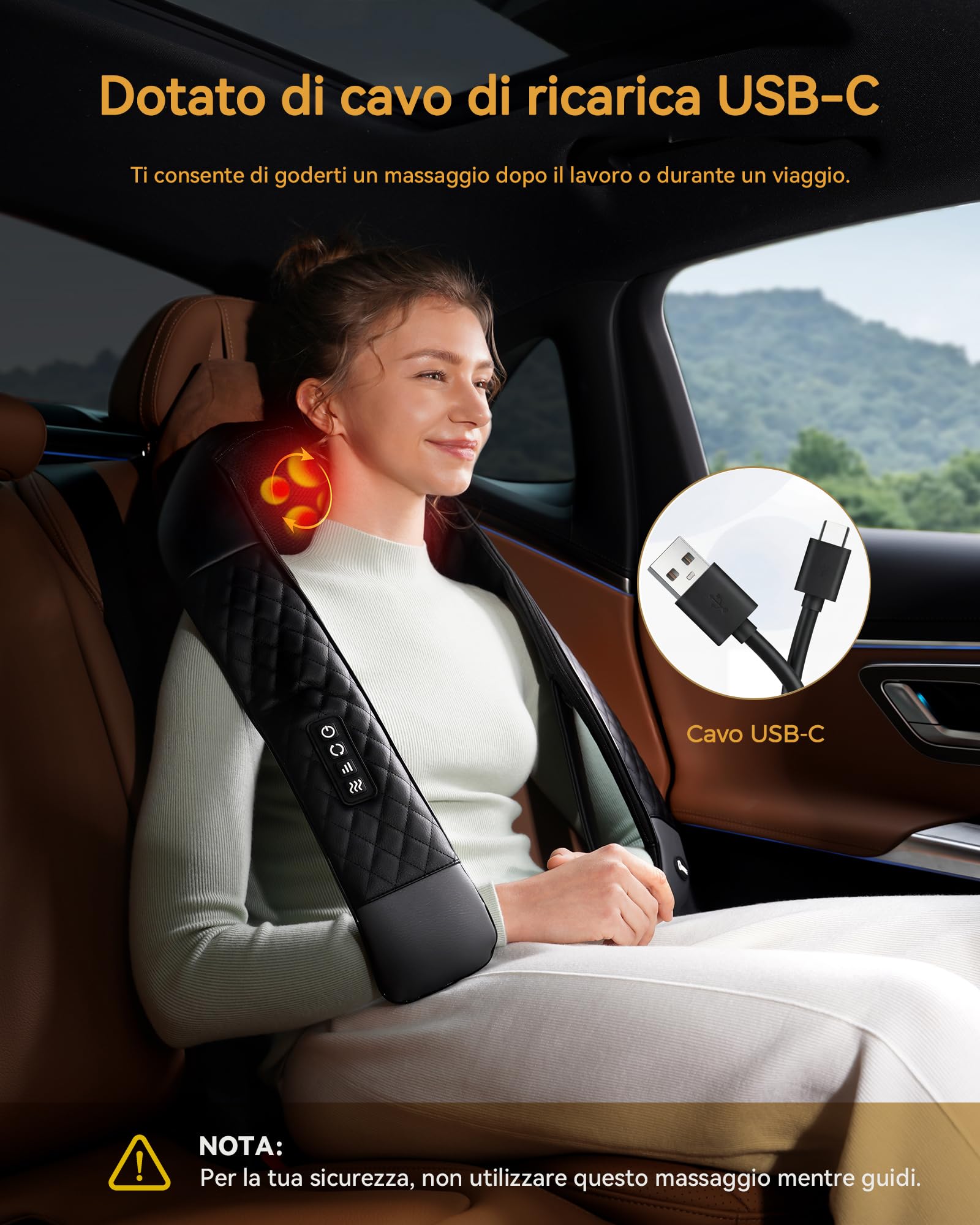 KNQZE® Massaggiatore per il Collo senza fili, Massaggiatore Shiatsu 4D per Collo e Spalle, Allevia la Tensione Cervicale, Massaggio Profondo per Collo, Spalle e Schiena