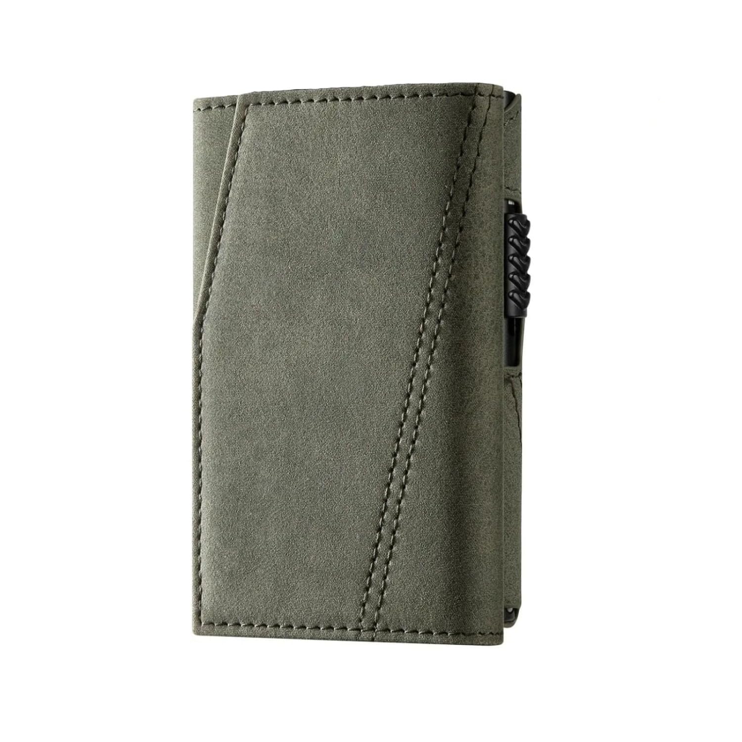 Genuine Leather Wallet Slim Mens Minimalist Pop Up Card Holder RFID Blocking Aluminum Metal Case ID Window Banknote