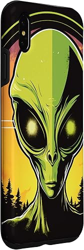Vista 15 de iPhone 14 Pro Cute Green Alien Head UFO Space Face Alien Case