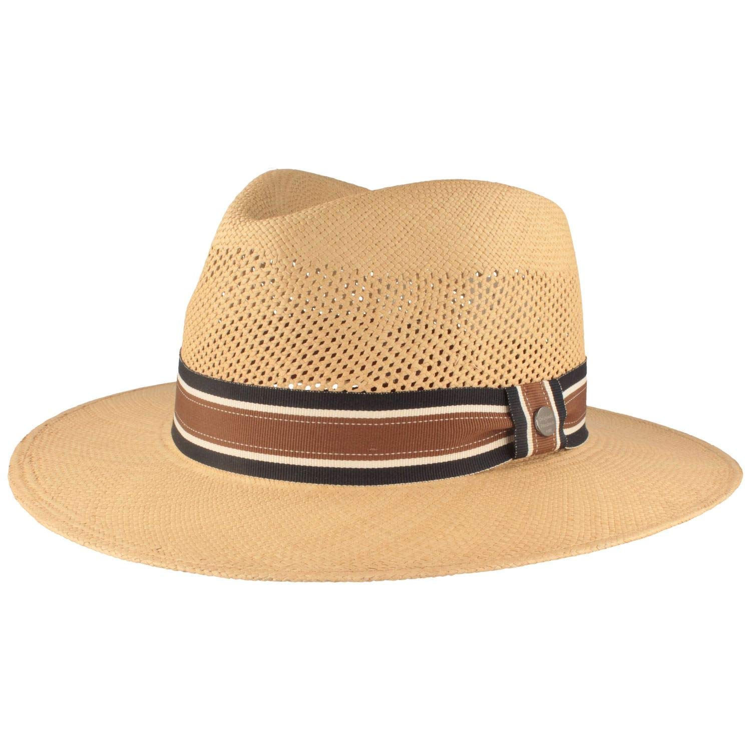 Breiter Sombrero Panama de Paja Original Sombrero de Verano de Ecuador Tradicional Tejido a Mano con Corona Ventilada