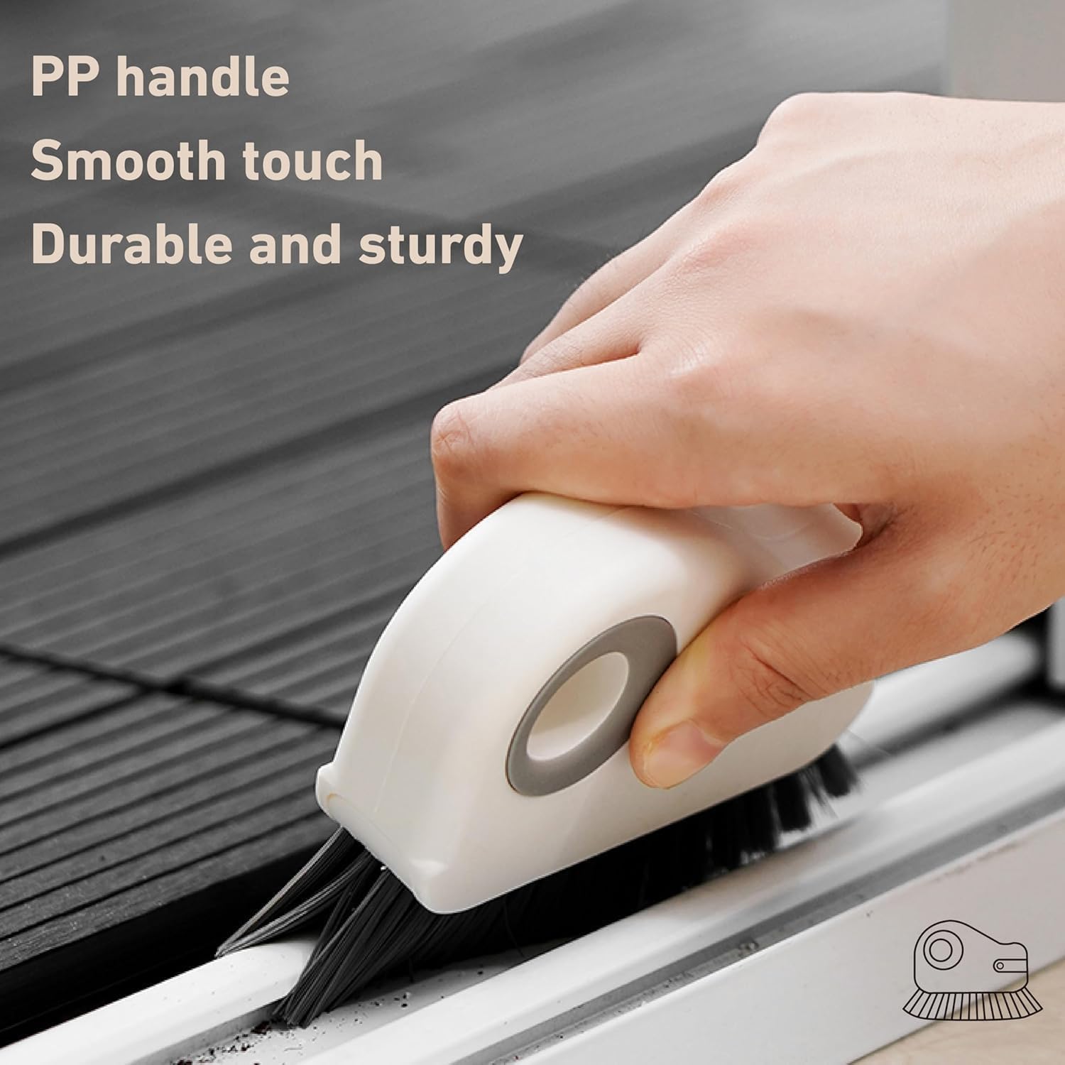 Groove Cleaning Brush 2 in 1 Grout Cleaner Tool Grip Brush Hard Bristle Crevice Cleaning Brush for Sliding Door Track, Window Sill, Window Seal