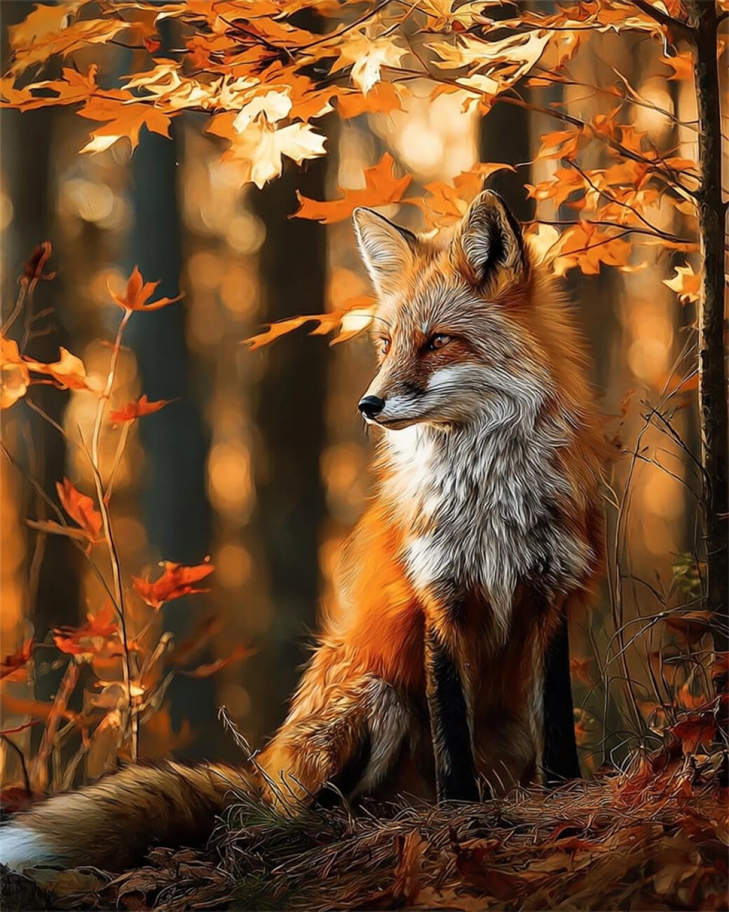 Rkflgew E Diy Seed Bead Mbroidery Kits Forests Fox 50X70cm