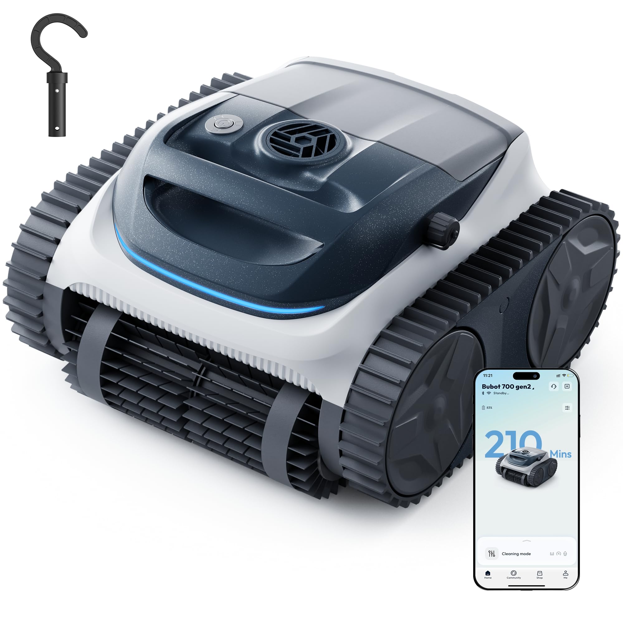 (2026 New) Bubot 700 Gen2 Pool Vacuum for Inground Pools, Cordless Robotic Pool Cleaner with 210-Min Runtime, Superior Suction, Triple Motors, APP Control, Wall/Waterline Cleaning, Dark Grey