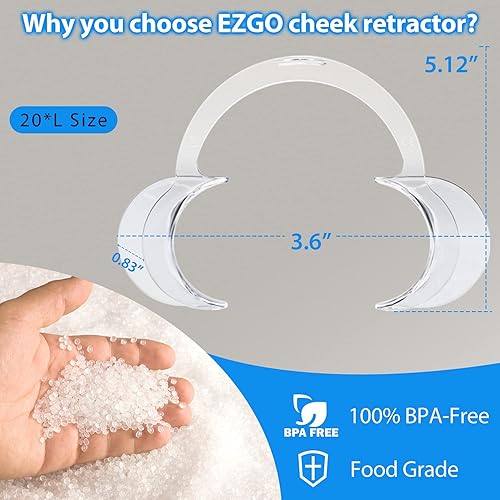 Miniatura 2 de EZGO 20 piezas (tamaño L) para blanquear los dientes en forma de C, abridor de boca dental desechable, retractor de mejillas de labios dentales para