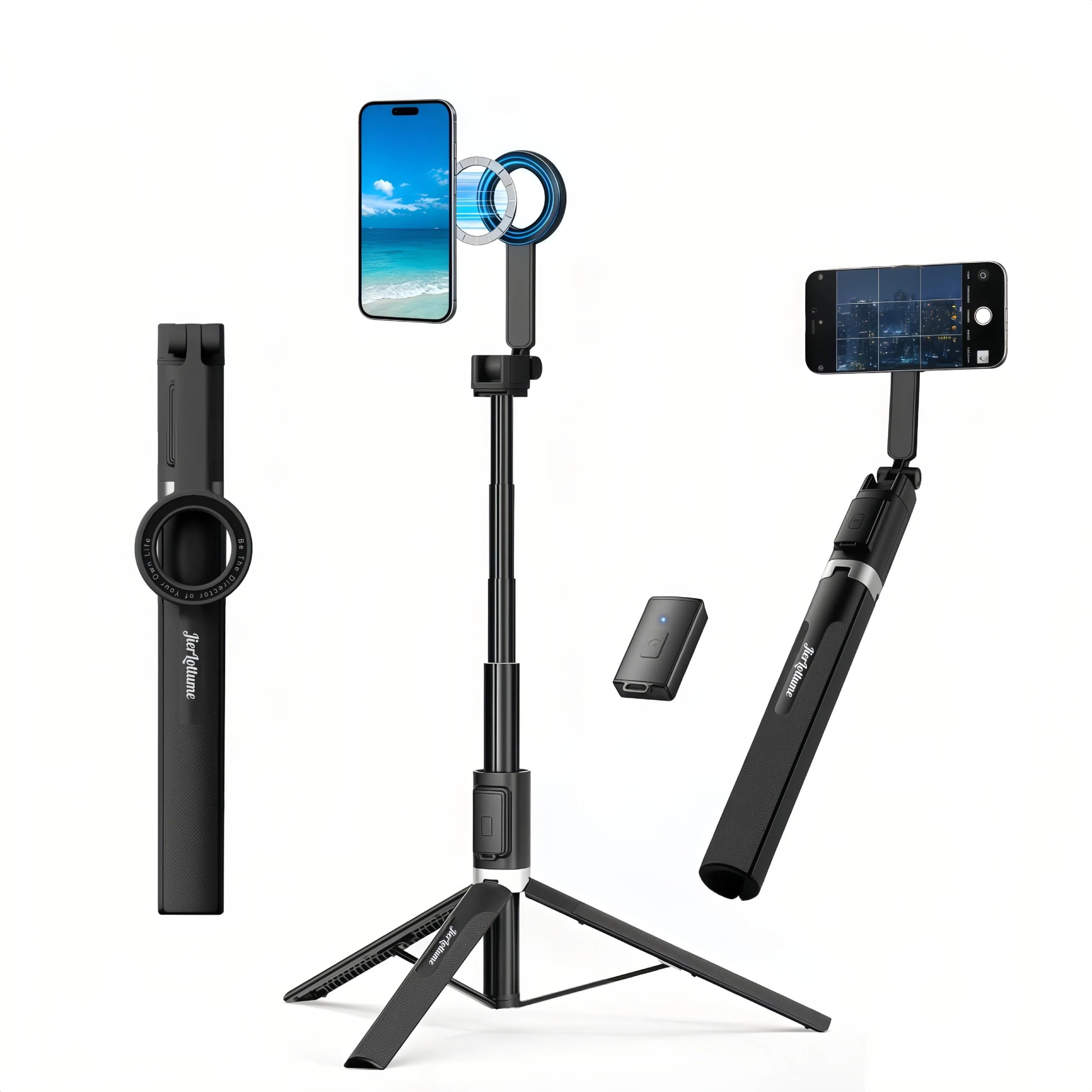 Treppiede magnetico per selfie per iPhone Android, 67 pollici, supporto estensibile per telefono con telecomando e testa inclinabile, supporto per telefono N52 resistente compatibile con iPhone 12-17