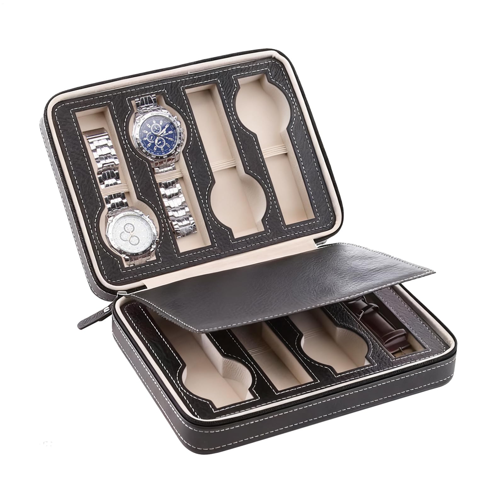 Étui de voyage pour montres à 8 emplacements pour hommes et déplacements