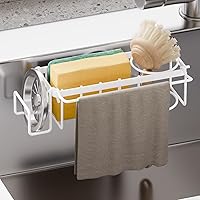 Vista 21 de TAILI Soporte para esponja con ventosa fuerte, organizador de esponja para platos dentro del fregadero removible, aluminio a prueba de óxido