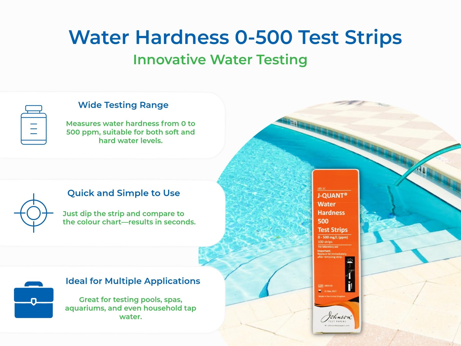 Water Hardness 0-500 Test Strips