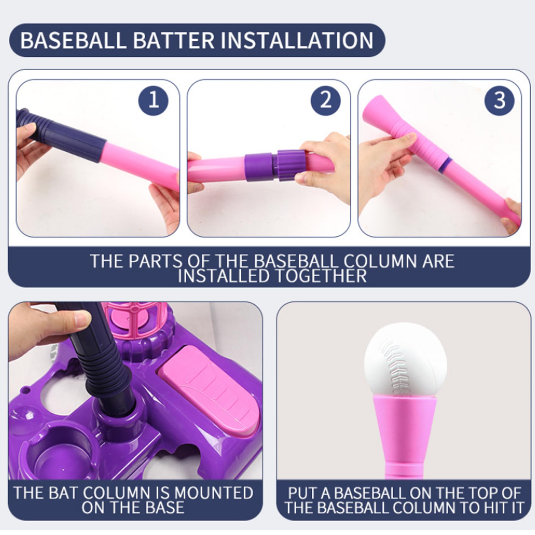 Tee Ball Set, 3-en-1 Tee Tee Popper Set avec Machine à Lancer, frappeurs réglables, Batte de Baseball rétractable ＆ 4 balles, Popper pour Les Cadeaux pour Enfants, Jouets