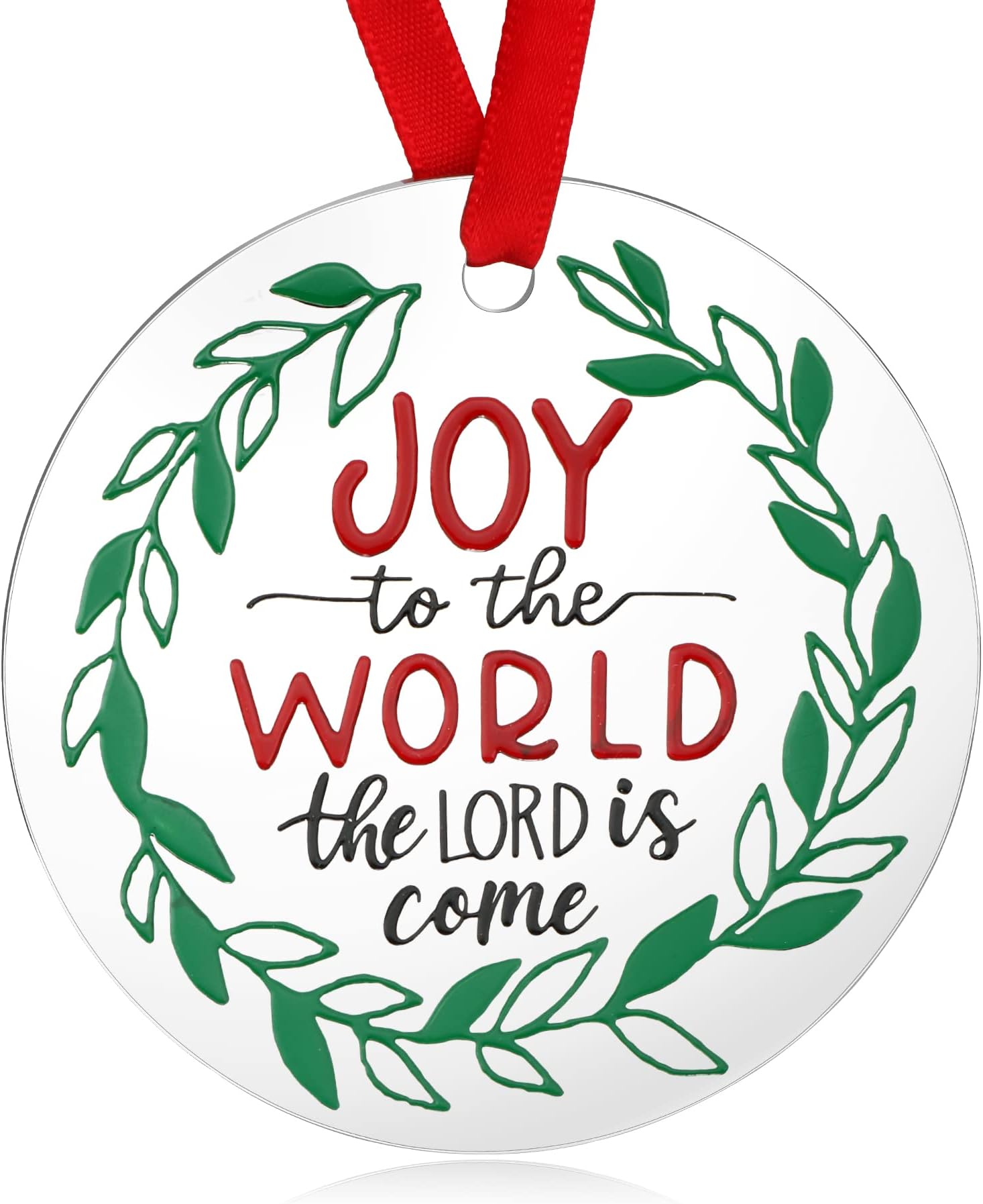 Xmas Hanging Decor Gifts Christmas Christian Ornaments for Friend Prayer Bible Verse Jesus Christ Stainless Steel Decorations Joy to The World The Lord is Come