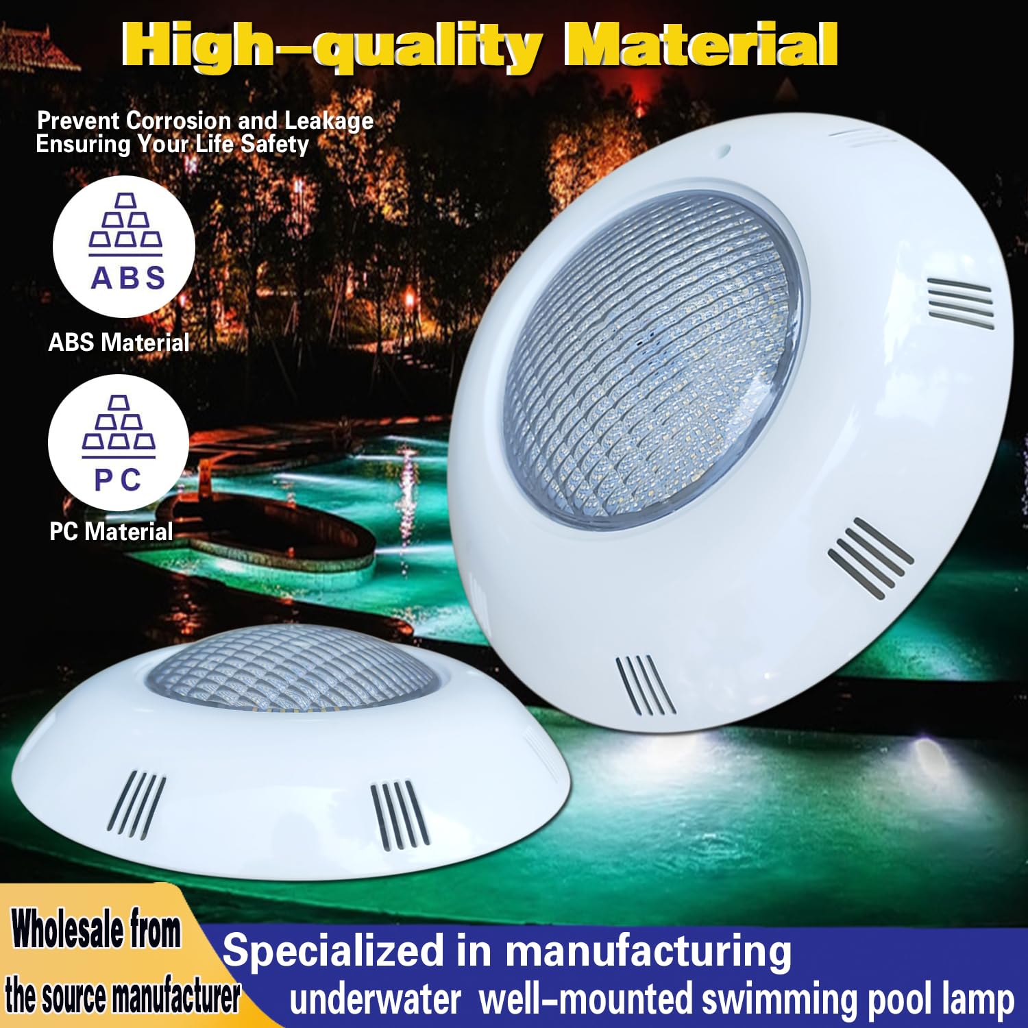 BARCELONA LED Faro LED Piscina 24W AC12V IP68 Sommergibile Ø295mm Luce Bianca 6500K LED SMD2835 Faretto Subacqueo Montaggio Superficie per Piscine, Spa Fontane e Aree Acquatiche