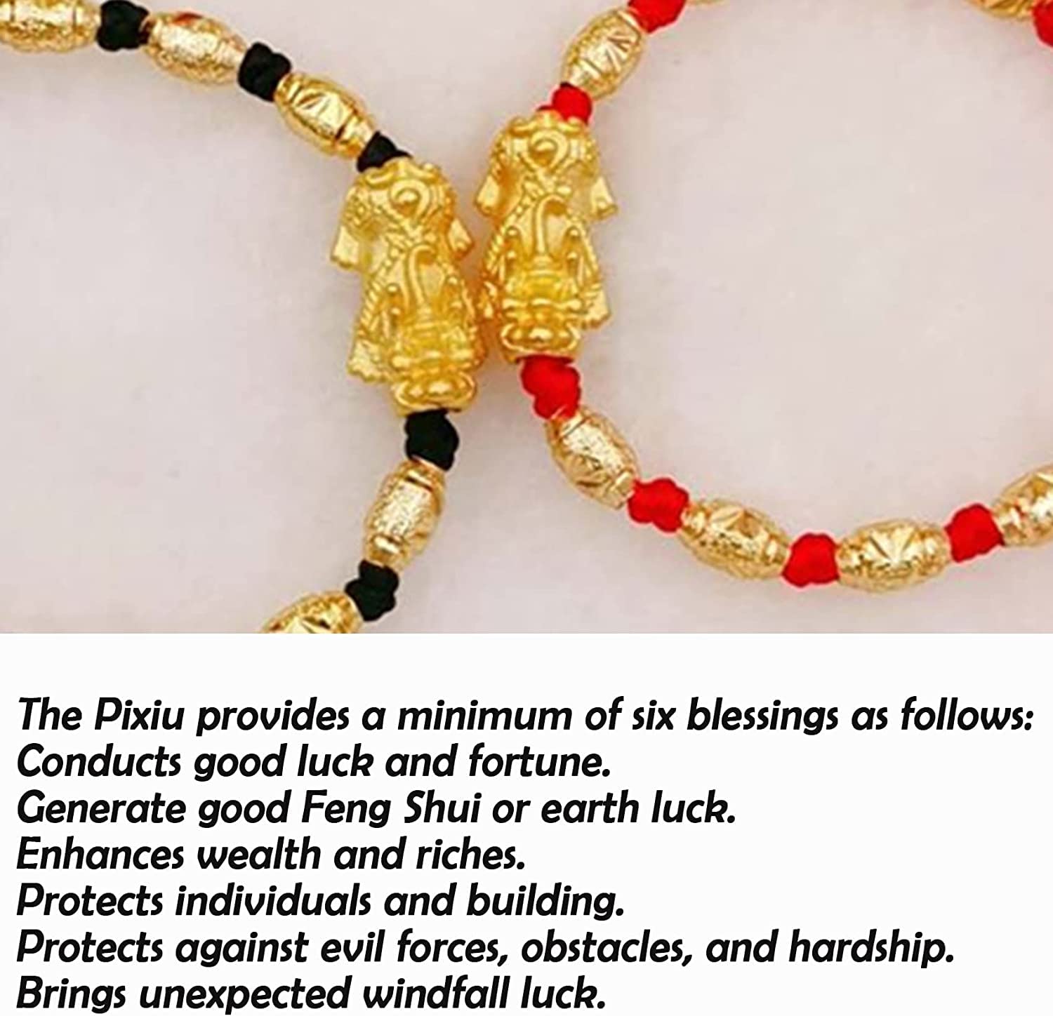 Pulsera de riqueza Feng Shui, pulsera de cuentas de jade, pulsera Pixiu, pulsera de hilo rojo, pulsera con amuletos de la suerte para mujeres, hombres, amuleto para protegerse de los espíri