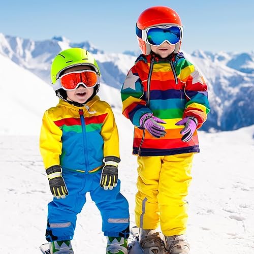 Miniatura 6 de Azarxis Guantes de esquí para niños, guantes de nieve de invierno, guantes de invierno impermeables para snowboard, trineo