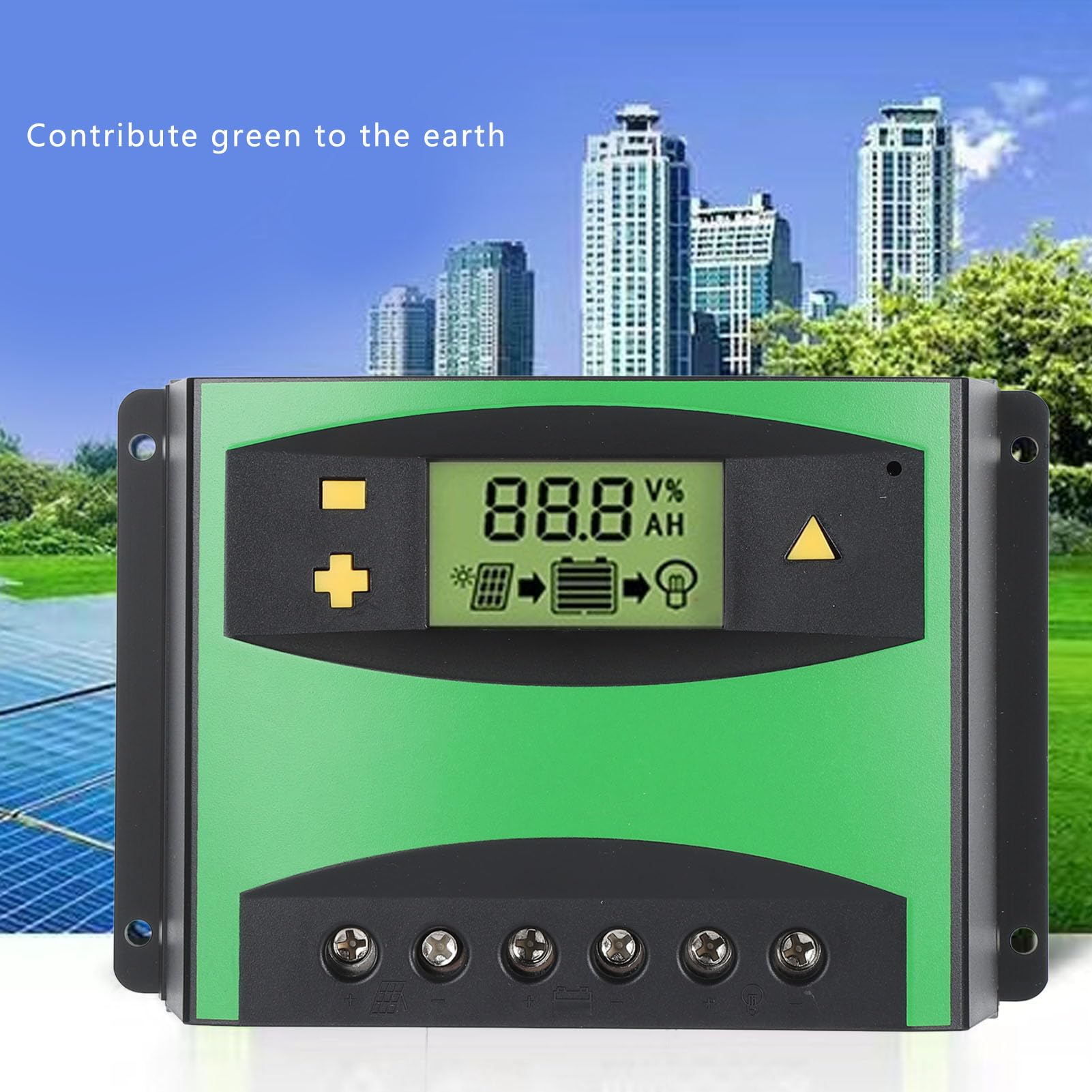 FTVOGUE Contrôleur Solaire, Contrôleur de Charge Solaire ABS PWM 12 V 24 V 60 A avec écran LCD, Protection de Tension de Batterie, Paramètre Automatique pour Cabine de Bateau RV, Utilisateurs Hors