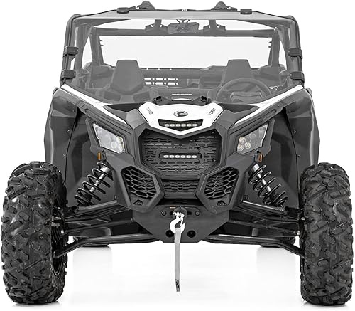 Miniatura 4 de Rough Country Kit de montaje de cabrestante de 4,500 libras para Can-Am Maverick X3 - Placa atornillada con cabrestante RS4500S UTV y cuerda