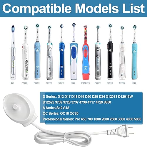 Miniatura 3 de Cargador de cepillo de dientes eléctrico de repuesto apto para Oral B, base de cargador inductivo compatible con cepillo de dientes eléctrico Braun,