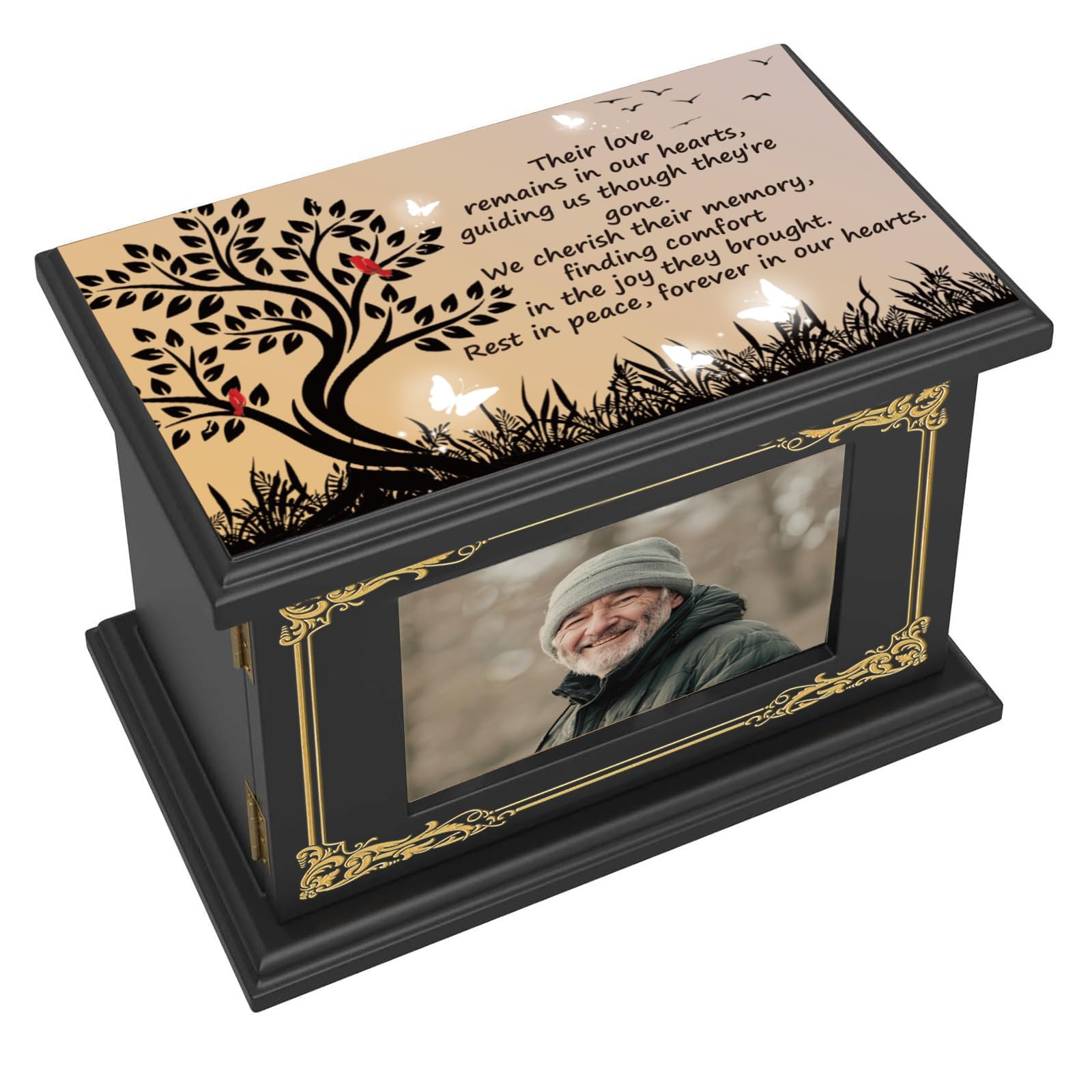 Cremation Urn for Ashes - Adult Male Female Wooden Picture Frame Urn - Tree of Life Large Funeral Memorial Decorative Burial Box and Casket for Men Women Pet Cat Dog