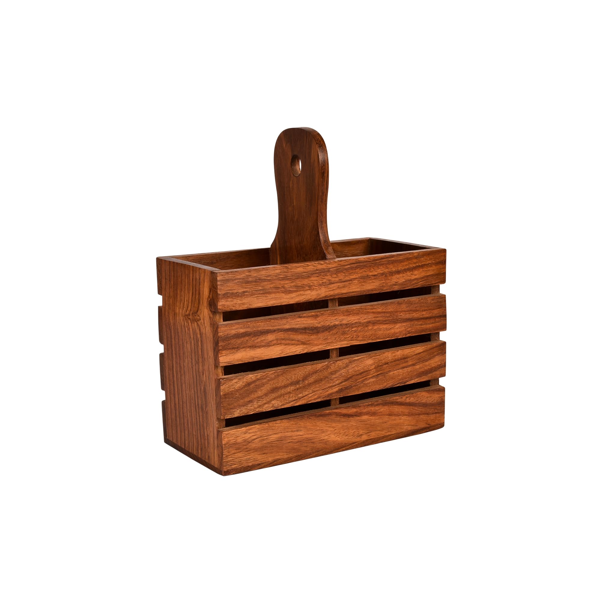 Rustic Wooden Cutlery Holder - 2 Compartment -3