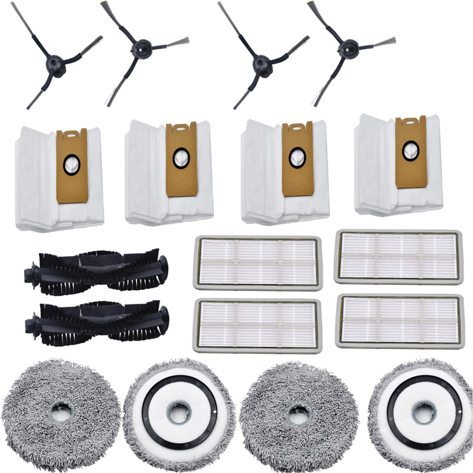 Jazuaiao Vacuum Cleaners Spare Part Side Brushes Mop Cloth Bag Replacement Filter Main Brush Spare Part Suitable for Vacuum Floor Cleaning Set with Bags