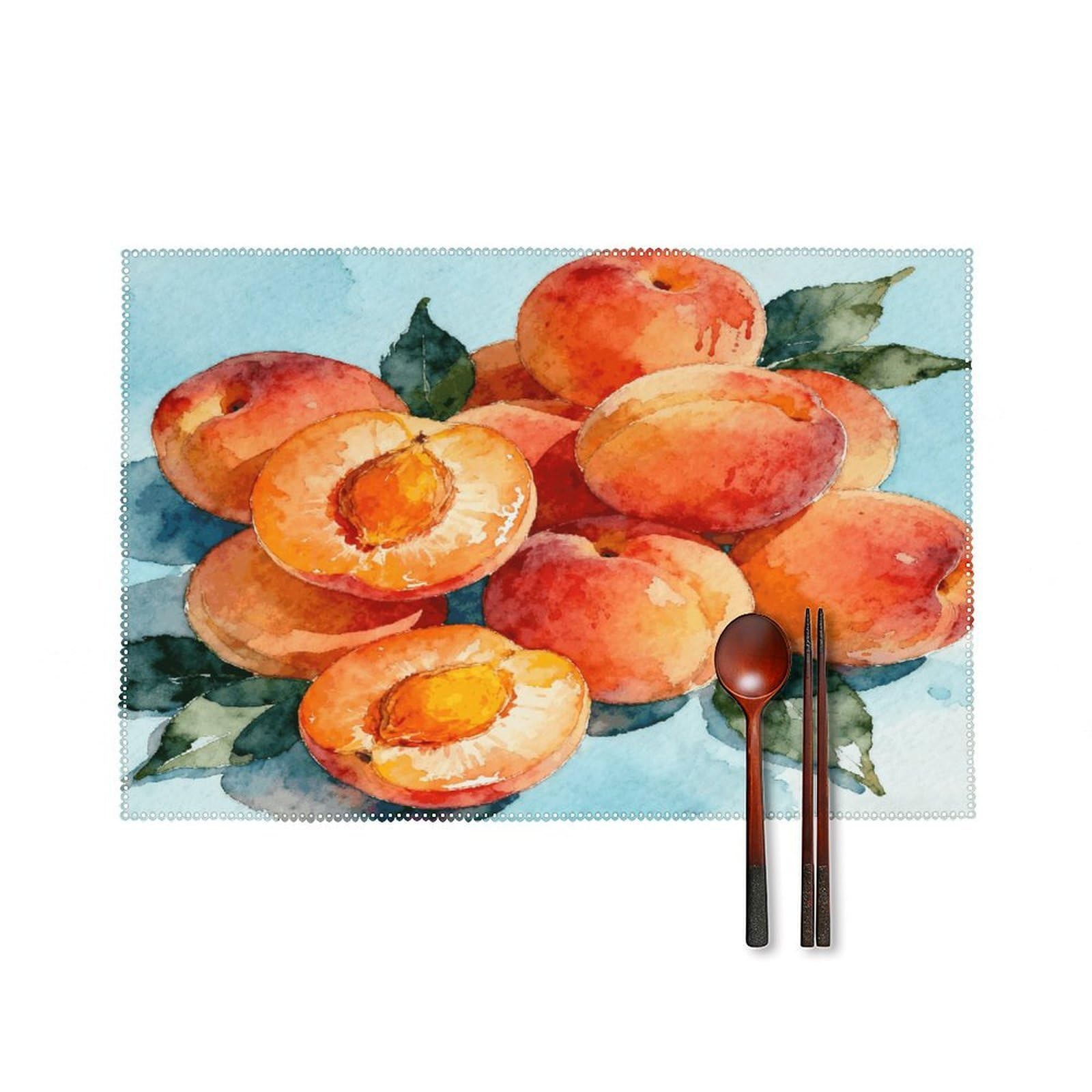 Apricot Placemats Washable Canvas Place Mats Decoration Placemat for Dining Table Easy to Clean Tables Mat Set of 6 for Kitchen Dining Room Coffee Table