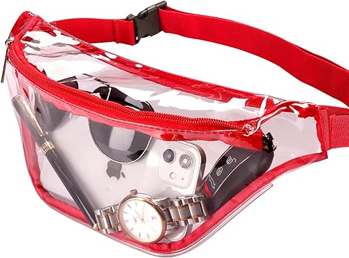Miniatura 4 de Riñonera transparente para mujer, impermeable, pequeña y transparente, bonita cintura con correa ajustable, bolsa transparente aprobada por el