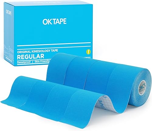 Vista 50 de OK TAPE Cinta de kinesiología regular (paquete de 3), cinta atlética de algodón original para apoyar las articulaciones musculares de la rodilla