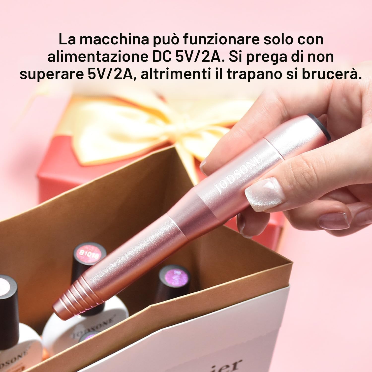 JODSONE Fresa per Unghie, 20000RPM Lima Elettrica per Unghie 6 in 1, Fresa per Unghie Professionale Portatile e silenzioso con 6 punte di ricambio per uso domestico e in salone