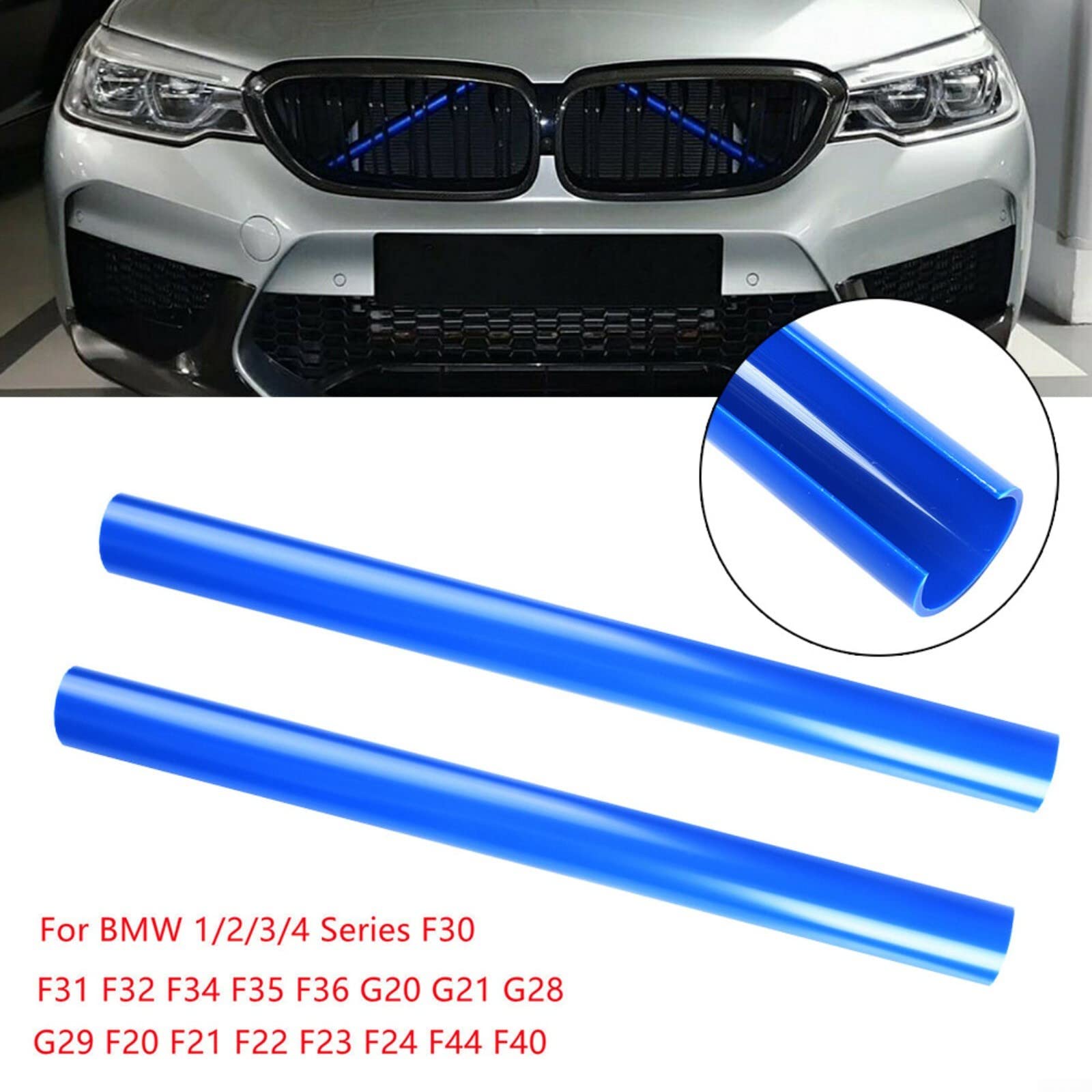 SANRILY Blue BMW Grille Stripes – Glossy ABS Grille Inserts For BMW 1 2 3 4 Series F20 F30 F36 (2012-2016) - View #10