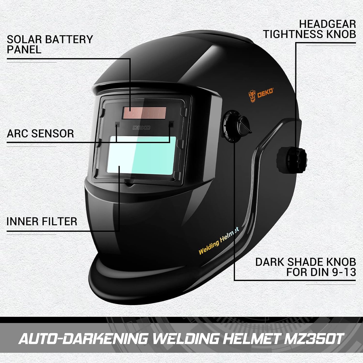 DEKO Kit Saldatura Completo: Saldatrice 220V MMA ARC 250A con Accessori + Casco Auto-Oscurante True Color Solar Powered