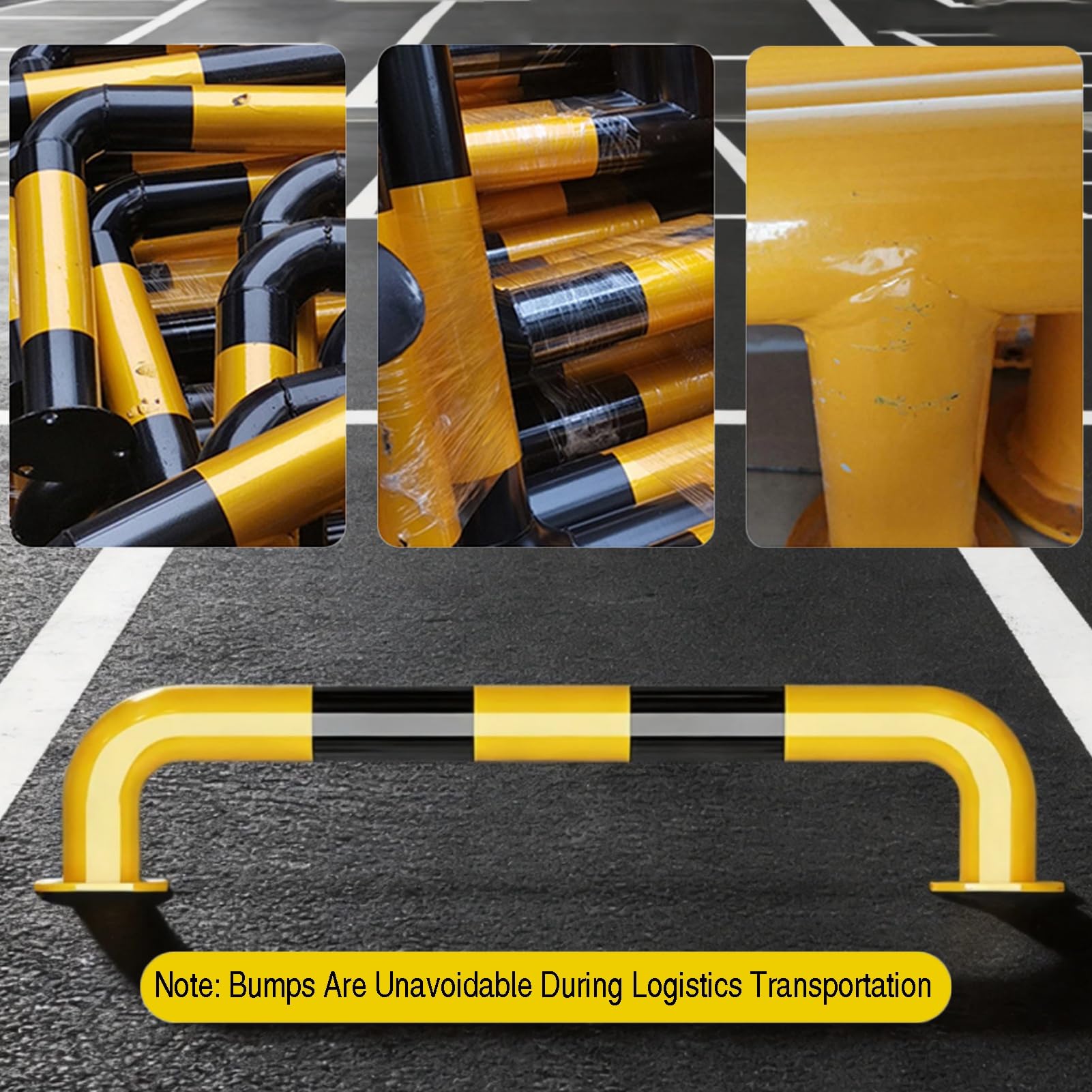 Barra anticollisione a forma di U, blocco paraurti rotondo, colonna parcheggio in acciaio per vialetti e hotel, protezione resistente (80 x 20 x 0,2 cm)