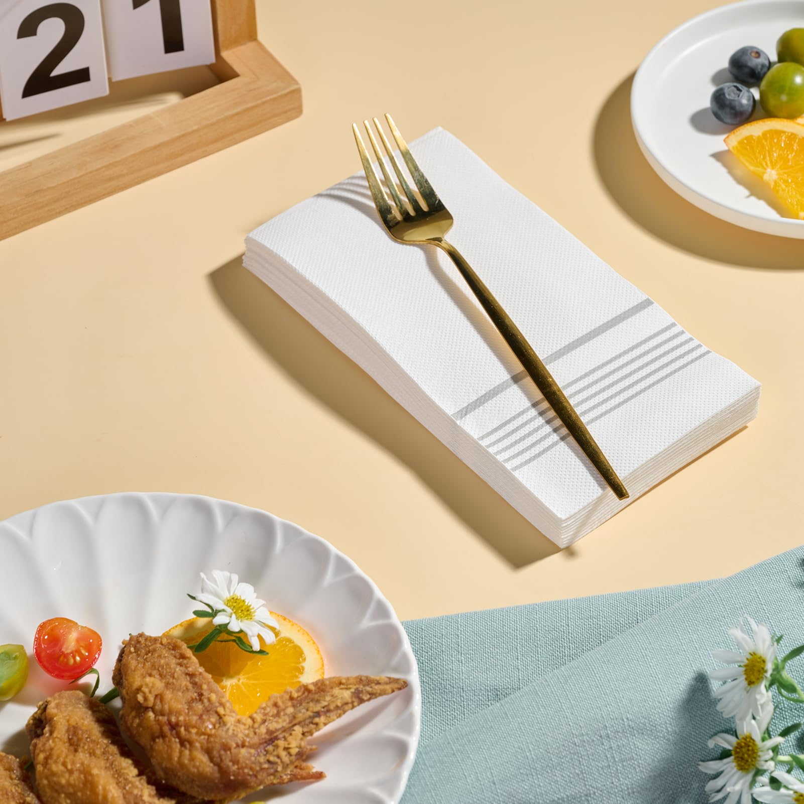 Paquete de 600 servilletas de papel desechables de 2 capas, toallas de invitados de alta calidad, suaves, absorbentes, para cocina, eventos, fiestas o eventos