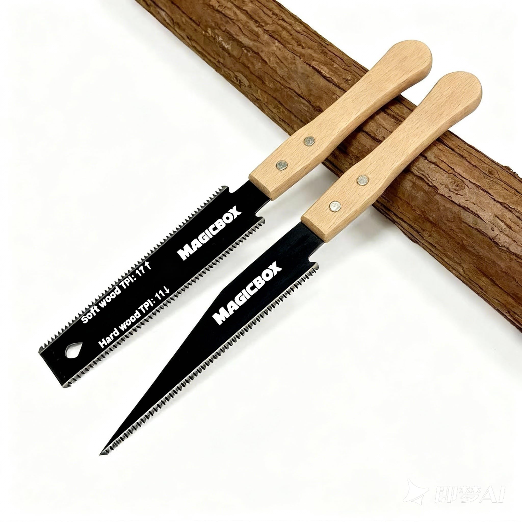 Magicbox 2Pcs Japanese Pull Saw Set Japanese Pull Saw Set 2Pc, 12 Inch Double Edge Ryoba & Flush Cut Saw, Sk5 Steel Blades & Wood Handle For Fine Woodworking, Diy, Carpentry, Japanese Saw Set