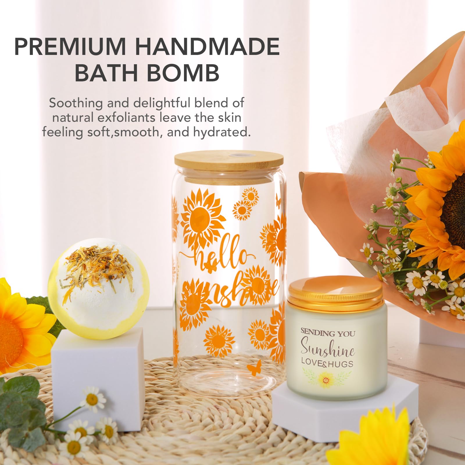 Sonnenblumen Geschenk für Freundin,Gute Besserung Geschenke,Wellness Geschenkset Frauen,Geburtstagsgeschenk für Frauen,Beste Freundin,Schwester,Kollegin,Get Well Soon Gifts