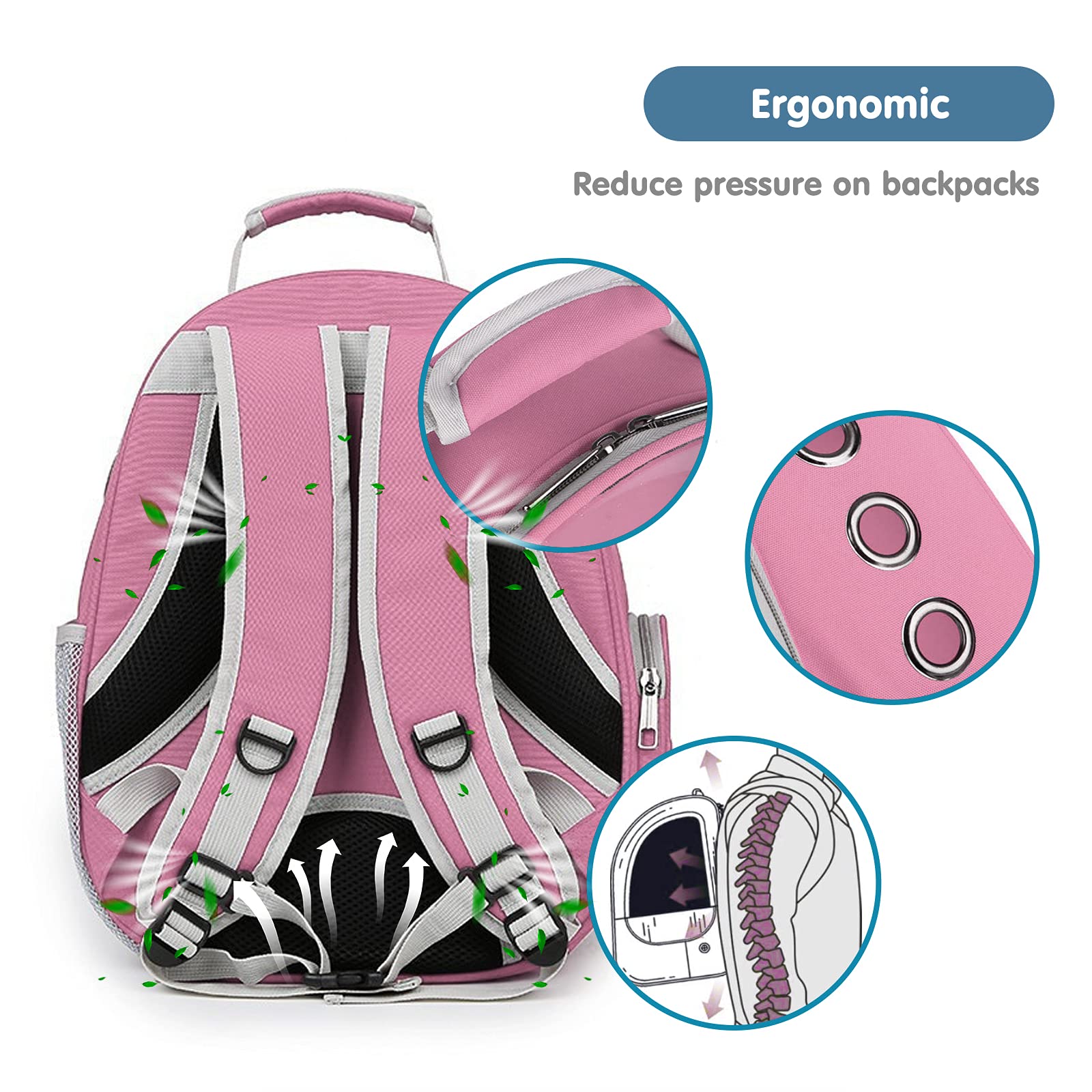 PETCUTE Katzenrucksack Raumkapsel,Tragbar Haustier-Rucksack für kleine Katzen, Welpen, Hunde, Hase,Atmungsaktiv transparenter Hunderucksack,für Reisen, Spaziergänge und Wandern,Rosa