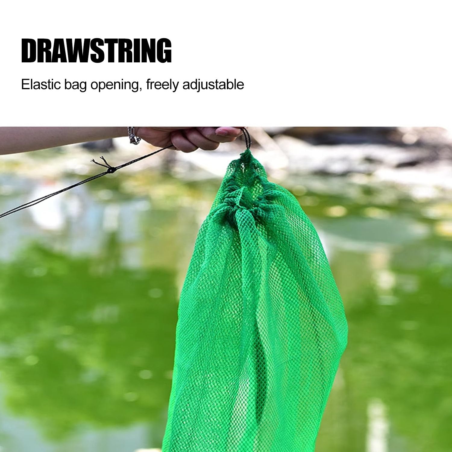 Bolsa de Red de Pesca Plegable de Nylon Malla Fina Gruesa Larga